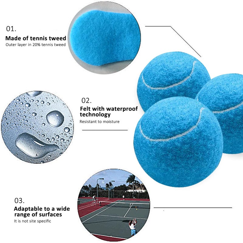 URBEST Tennis Balls, 12 Packs Training Tennis Balls Practice Balls for Novice Player, Pet Dog Playing Balls with Mesh Carry Bag (Blue) - Image 3